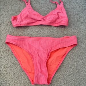 Aerie Coral Ribbed Bikini